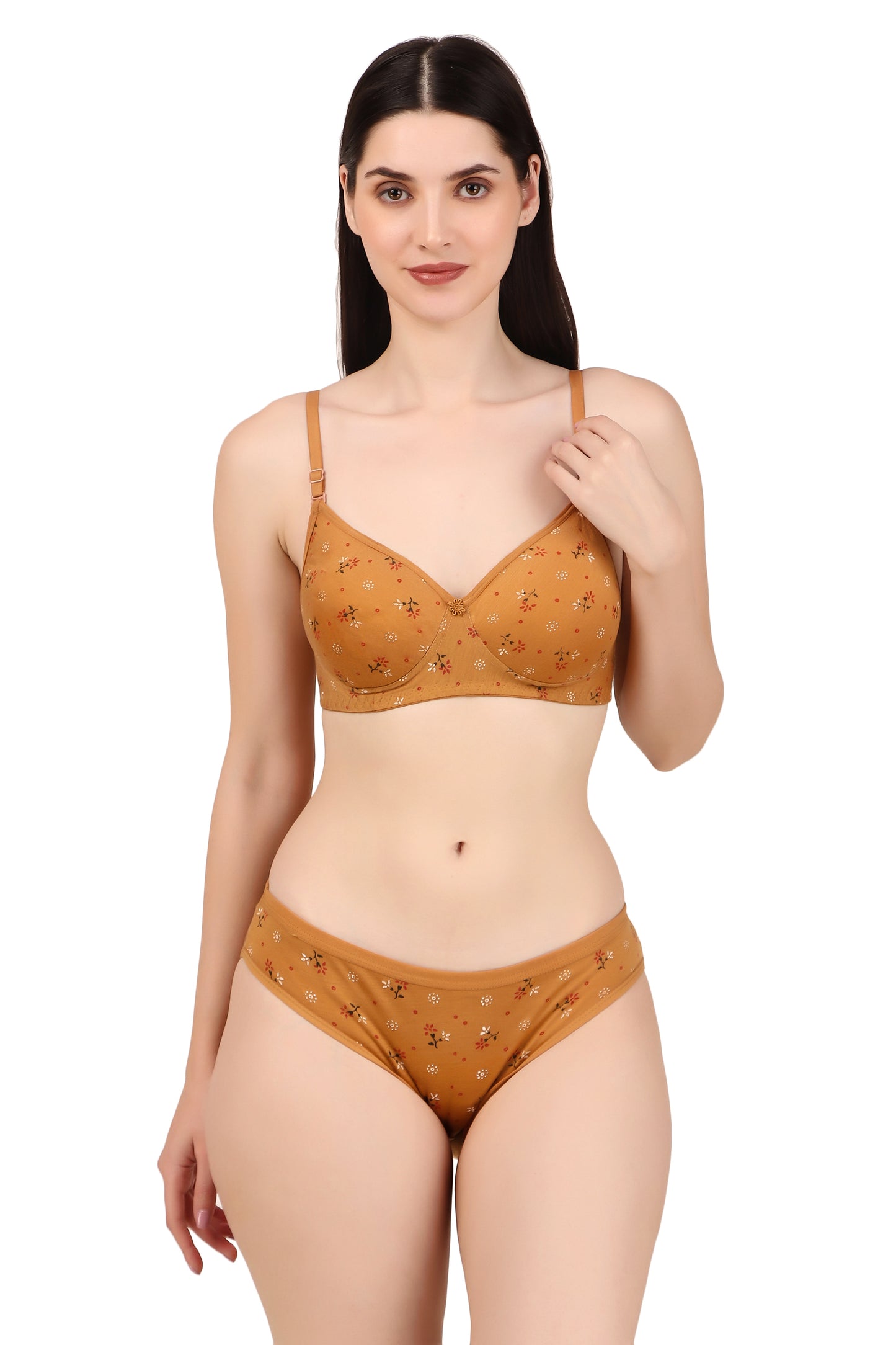 Women’s Floral Printed Padded Non-Wired Bra and Panty Set