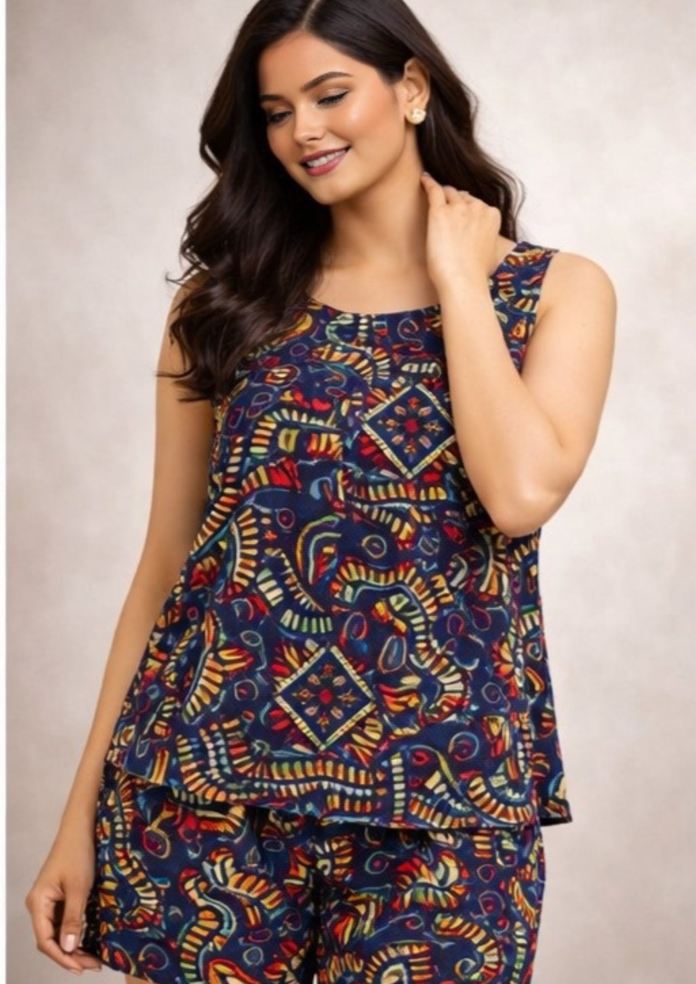 Women's Printed Top & Shorts Co-Ord Set