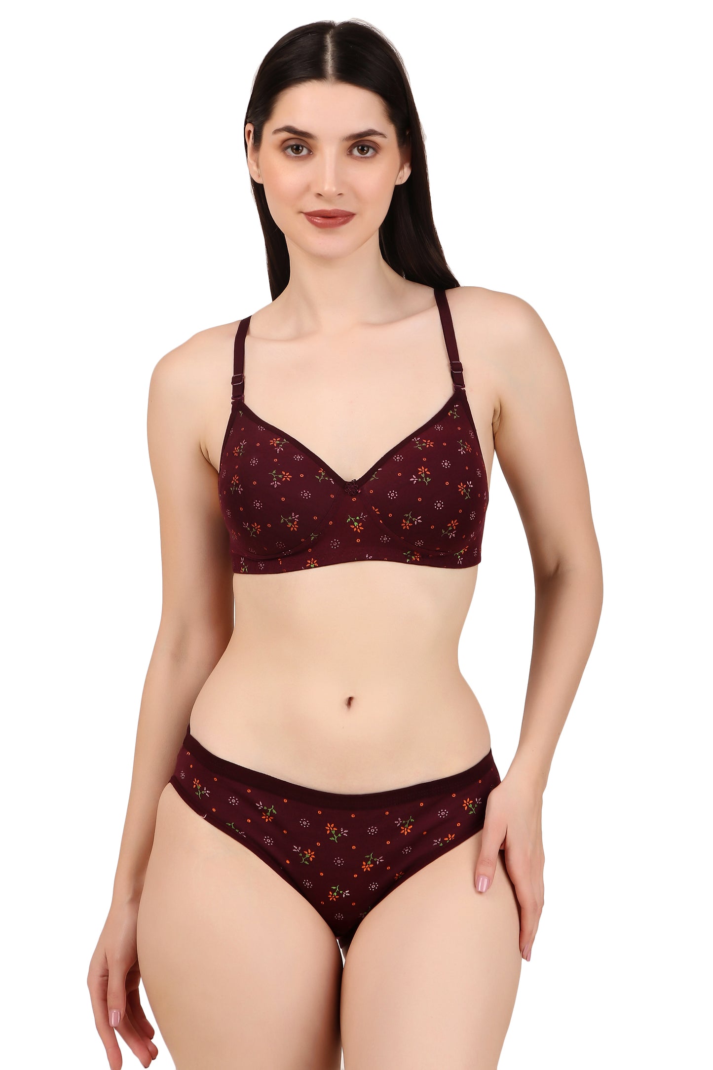 Women’s Floral Printed Padded Non-Wired Bra and Panty Set
