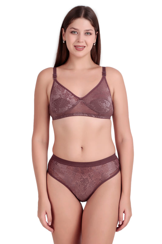 Women’s Floral Lace Non-Wired Bra and Panty Set