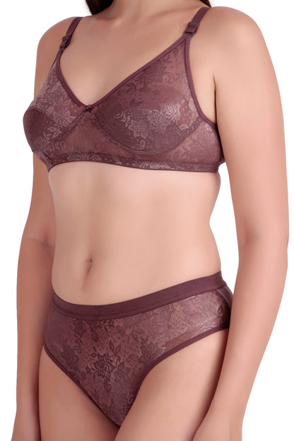 Women’s Floral Lace Non-Wired Bra and Panty Set